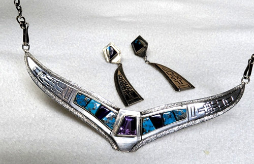 Vintage 90s necklace - &, earring